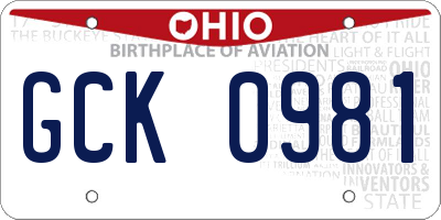 OH license plate GCK0981