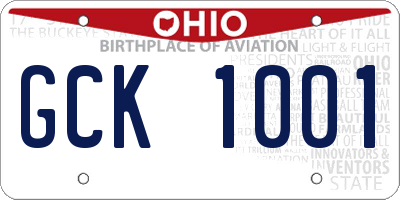 OH license plate GCK1001