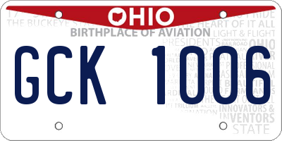 OH license plate GCK1006