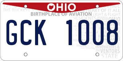 OH license plate GCK1008