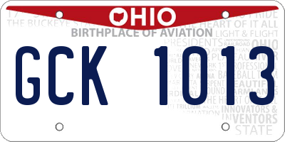 OH license plate GCK1013