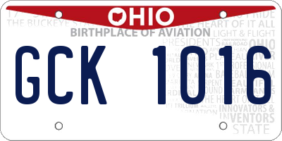 OH license plate GCK1016