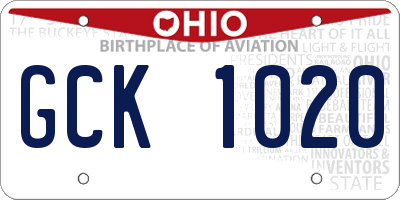 OH license plate GCK1020