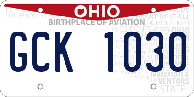 OH license plate GCK1030