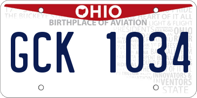 OH license plate GCK1034