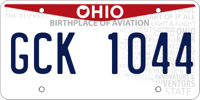 OH license plate GCK1044