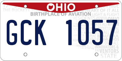 OH license plate GCK1057