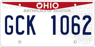OH license plate GCK1062