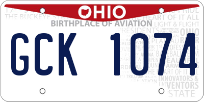 OH license plate GCK1074