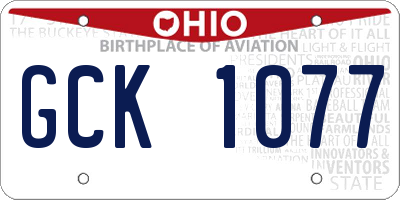 OH license plate GCK1077