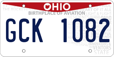 OH license plate GCK1082