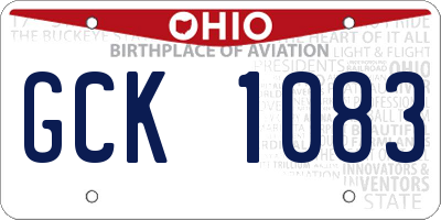 OH license plate GCK1083