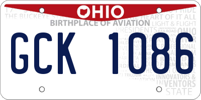 OH license plate GCK1086