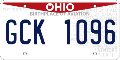 OH license plate GCK1096