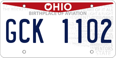 OH license plate GCK1102