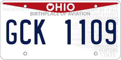 OH license plate GCK1109