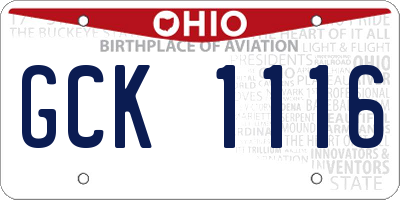 OH license plate GCK1116