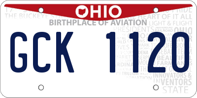 OH license plate GCK1120