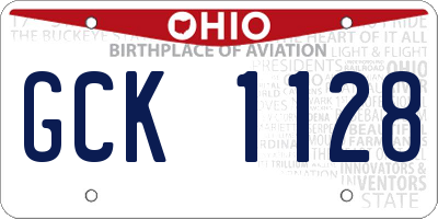 OH license plate GCK1128