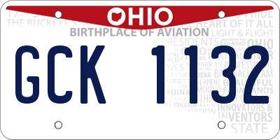 OH license plate GCK1132
