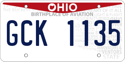 OH license plate GCK1135