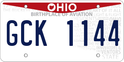 OH license plate GCK1144