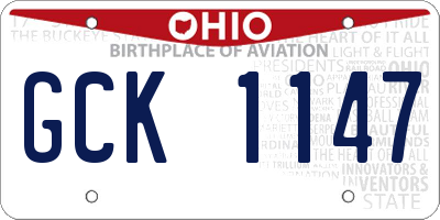 OH license plate GCK1147