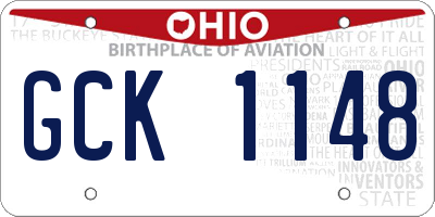 OH license plate GCK1148