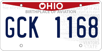 OH license plate GCK1168