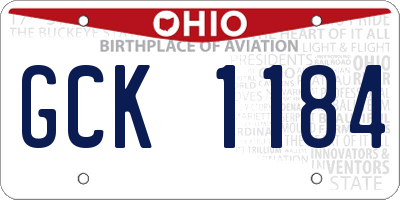 OH license plate GCK1184