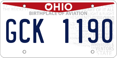 OH license plate GCK1190