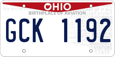 OH license plate GCK1192