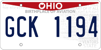 OH license plate GCK1194