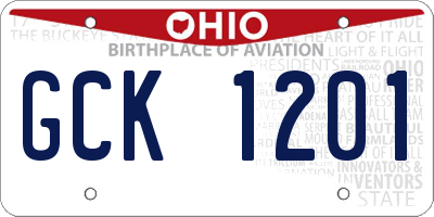 OH license plate GCK1201