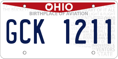 OH license plate GCK1211
