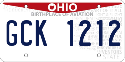 OH license plate GCK1212
