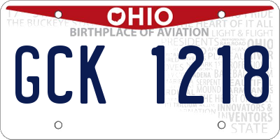 OH license plate GCK1218