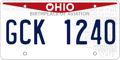 OH license plate GCK1240