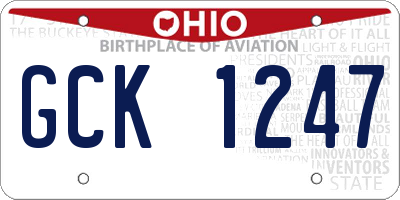 OH license plate GCK1247