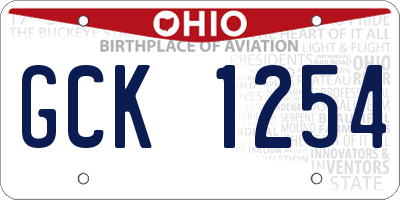 OH license plate GCK1254