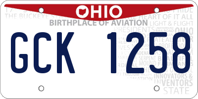 OH license plate GCK1258