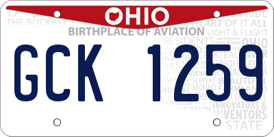 OH license plate GCK1259