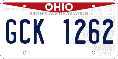 OH license plate GCK1262