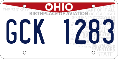 OH license plate GCK1283