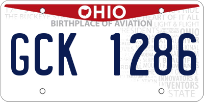 OH license plate GCK1286
