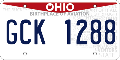 OH license plate GCK1288