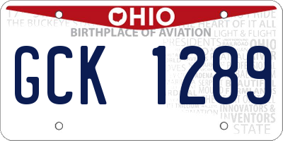 OH license plate GCK1289