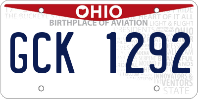 OH license plate GCK1292