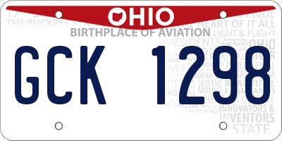 OH license plate GCK1298