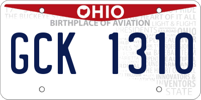 OH license plate GCK1310